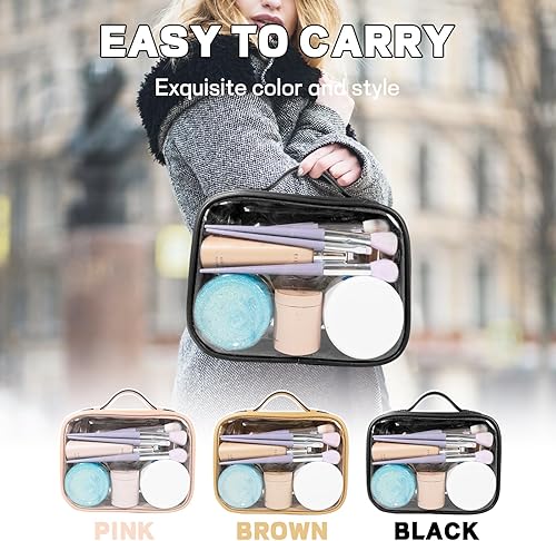 Miniatura 5 de Bolsa de maquillaje transparente, bolsa de cosméticos de doble capa, bolsa de aseo de viaje impermeable con cremallera, bolsa de viaje de maquillaje