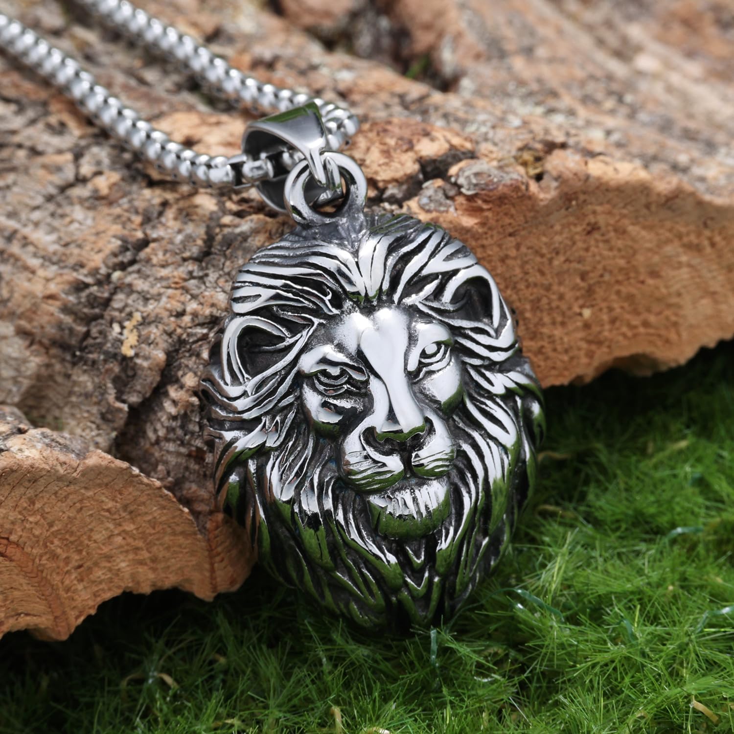 Lion Necklace for Men, Stainless Steel Leo Pendant for Mens - Image 7