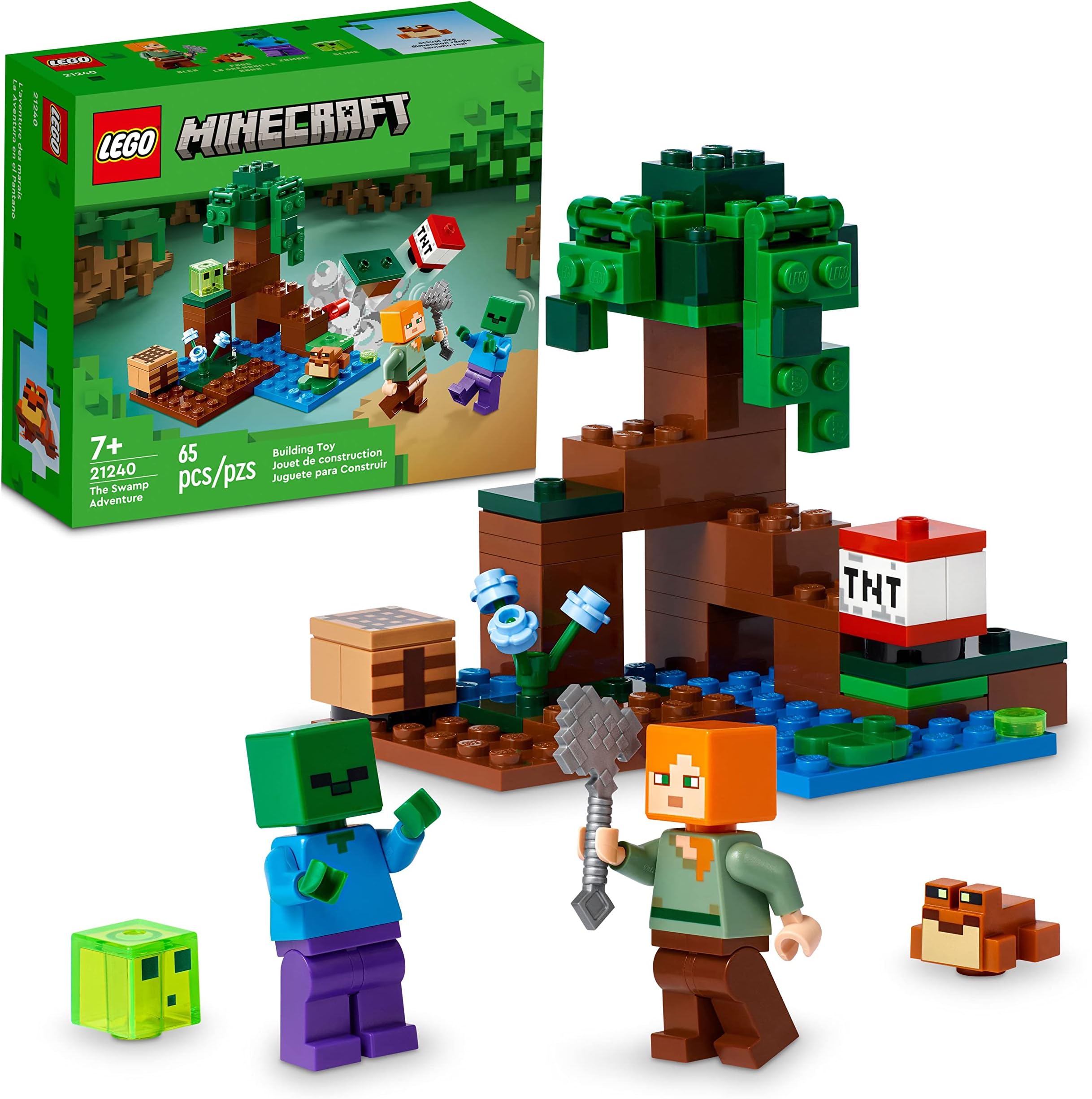 Minecraft The Swamp Adventure 21240, Building Game Construction Toy with Alex and Zombie Figures in Biome, Birthday Gift Idea for Kids Ages 8+