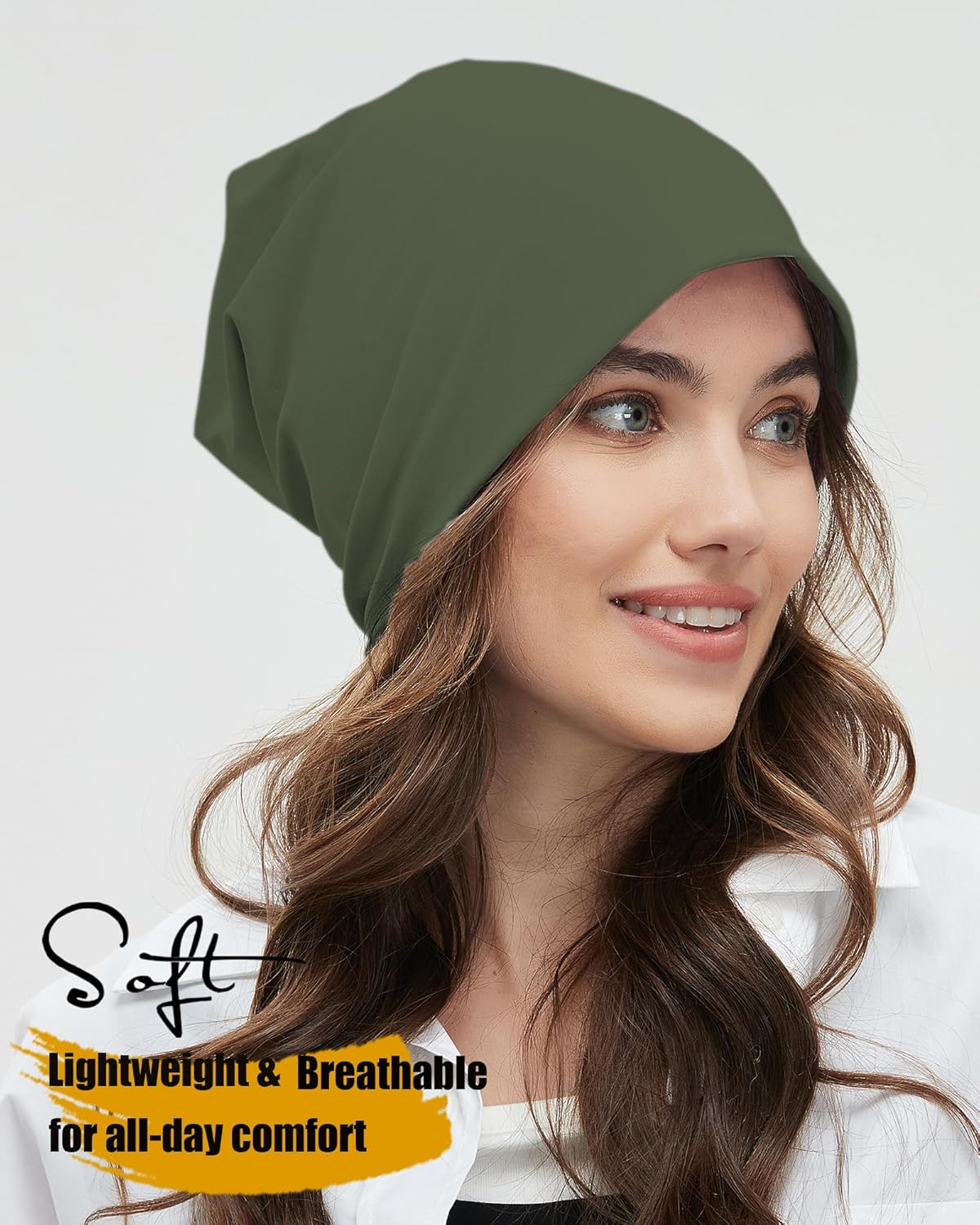 ROYBENS 100% Cotton T-Shirt Beanie for Women Men Slouchy Beanies Soft Hipster Daily Hat Lightweight Skull Cap - Image 2