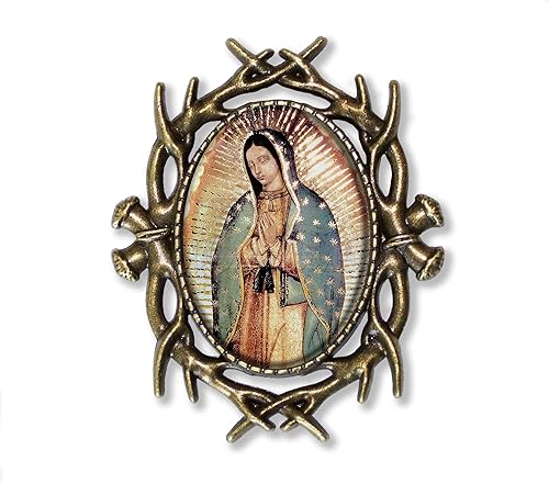 Our Lady of Guadalupe Religious Spiritual Christianity Handmade Oval Glass Thorn BROOCH or pin Jewelry