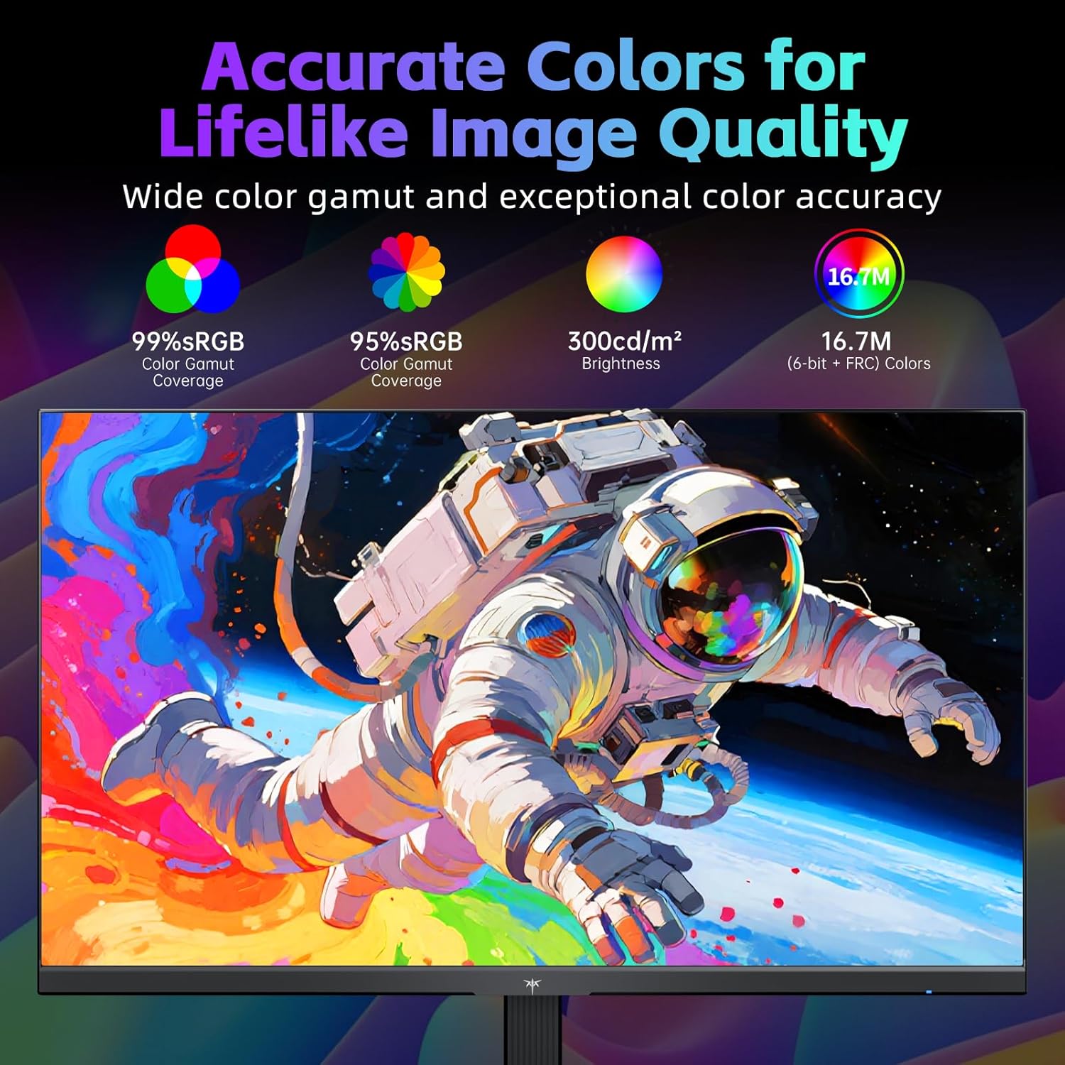 Color accuracy and gamut specifications for the monitor