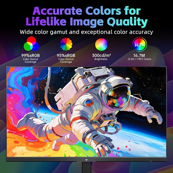 KTC Gaming Monitor, FHD@144Hz 120Hz Monitor with IPS Panel, Hardware Anti-Blue Light, 95% DCI-P3, 99% sRGB, ΔE<2, 300 cd/㎡, 5ms MPRT, 1500:1, Flicker Free and Adaptive Sync for Working and Gaming - 4
