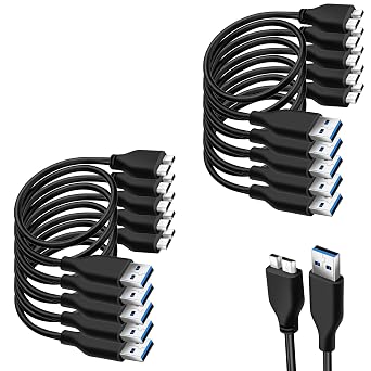 SaiTech IT 10 Pack USB 3.0 Cable A to Micro B Cable 45cm Black