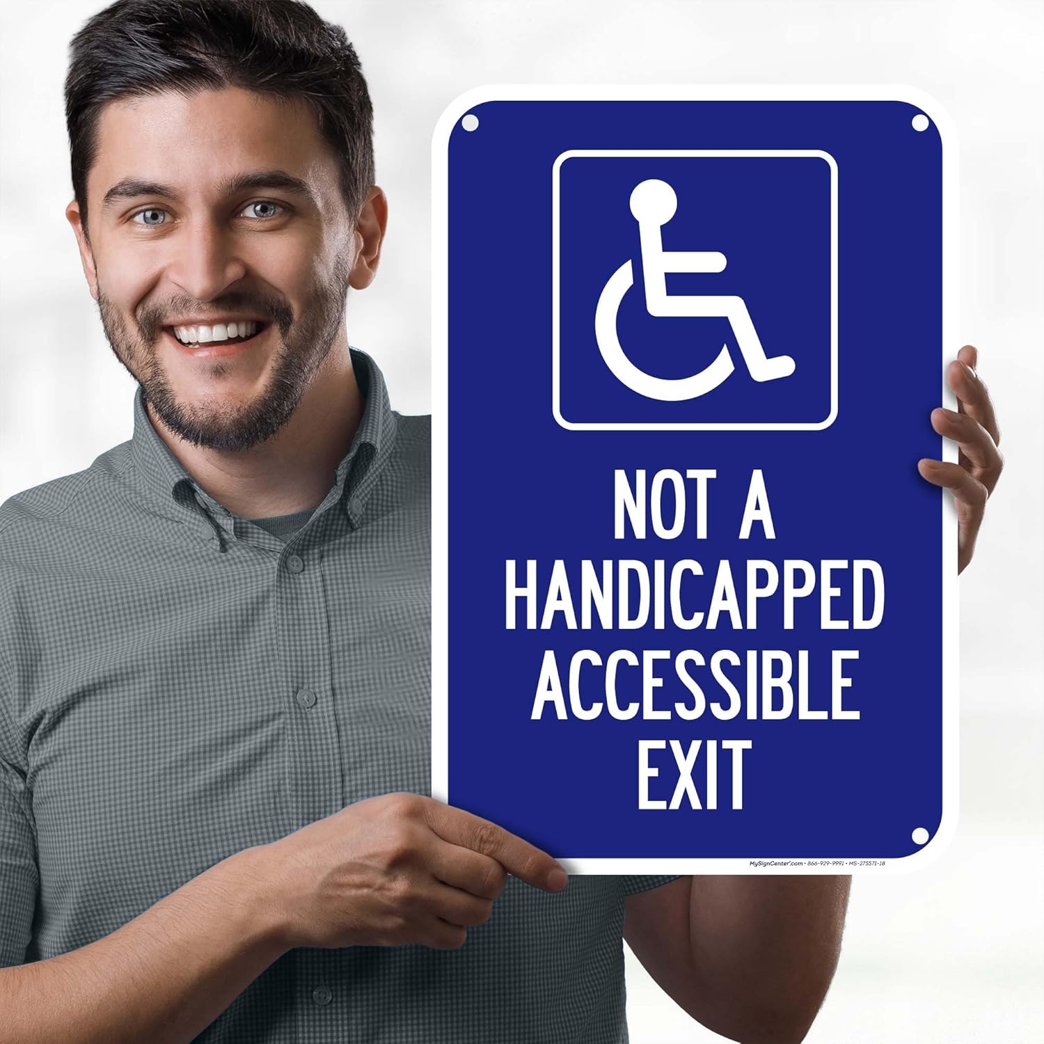 Not A Handicapped Accessible Exit Sign, 12x18 Inches, 55 mil thick HDPS (high density polystyrene), Made in USA by My Sign Center