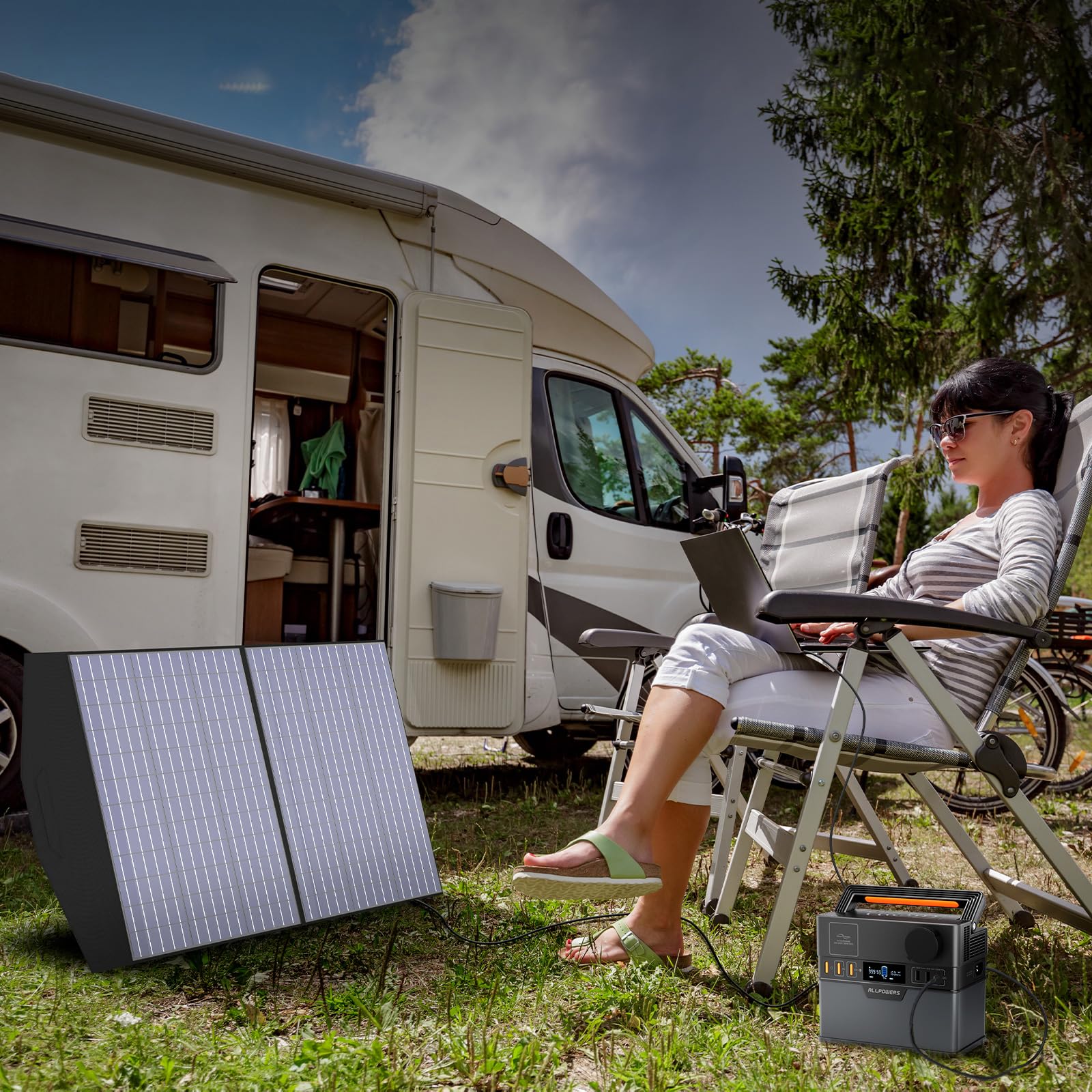 ALLPOWERS S300 Tragbarer Powerstation mit 1x 100W Solarpanel, 288Wh / 78000mAh Mobile Stromversorgung Generatoren 300W Batterie Mobiler Stromspeicher für Garten Party Reise Camping Wohnmobil Notfall