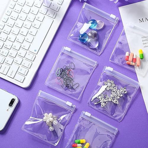 Miniatura 6 de Zonon Bolsas para píldoras reutilizables con cremallera, bolsas de plástico transparente, autoadhesivas, organizador de medicamentos de viaje con