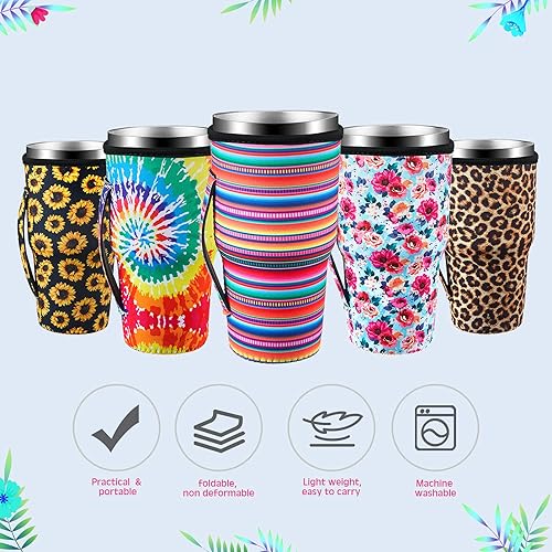 Miniatura 2 de Patelai 24 fundas reutilizables de neopreno para tazas de café helado con asa, funda aislante a granel para tazas de café de 30 a 32 onzas, bebidas