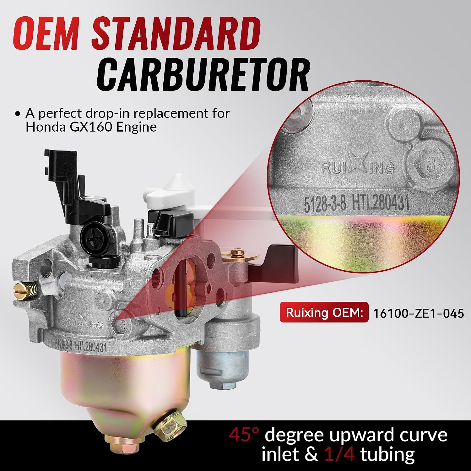 fullas Ruixing Carburetor for Honda GX160 5.5HP Predator 212cc Engines | OEM 16100-ZH8-W61 for 196cc 208cc GX200 6.5HP Engines Ideal for Go Karts Pressure Washers Water Pumps