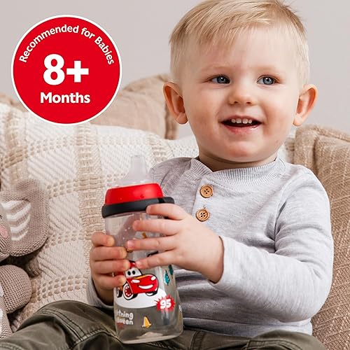 Miniatura 3 de NUK Vaso activo para sorber, 10 onzas, paquete de 2, Disney's Cars, Lightning McQueen, sin BPA, a prueba de derrames, taza de transición