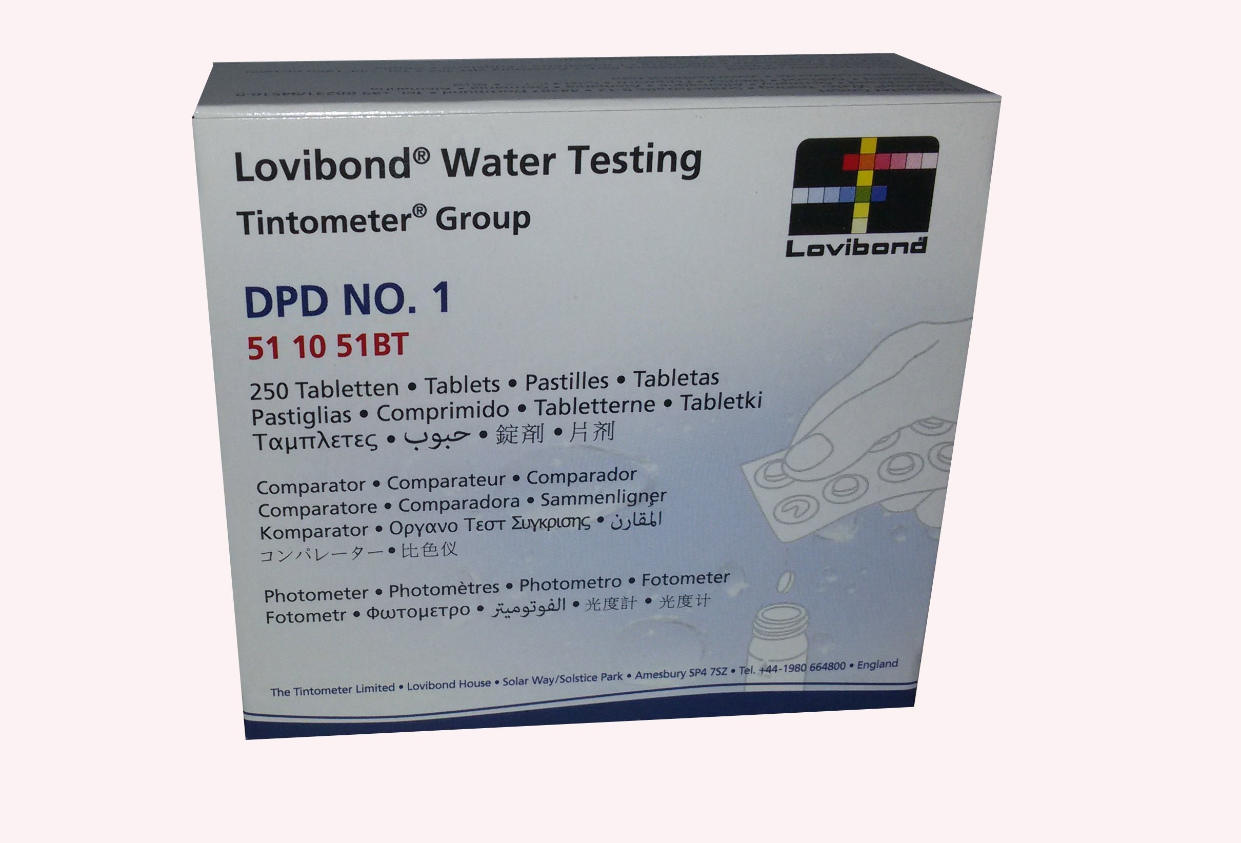 Recambio tabletas reactivo medición Cloro Libre DPD 1 Lvd. Recarga 250 U. Fotómetro - Tintometer. 51 10 51BT