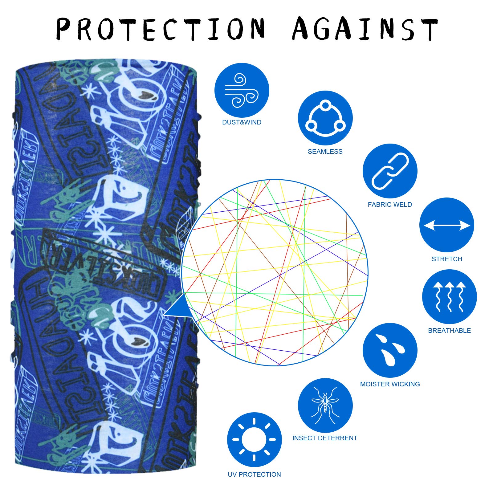 flintronic Copricapo, 6 Pezzi Multifunzione Fascia, Bandana Sciarpa di Riciclaggio della Bici Tubo Elastico Fascia Scaldacollo Balaclava Maschera UV Residence per Yoga Climb Ciclismo Escursionismo