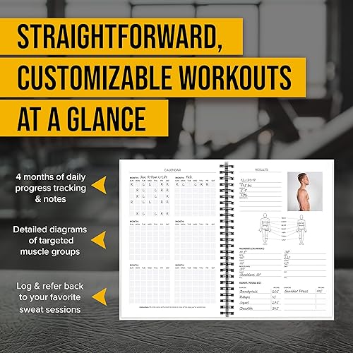 Vista 3 de Diario de fitness NewMe Fitness para mujeres y hombres, diario de alimentos y entrenamiento, libro de registro planificador para rastrear la pérdida