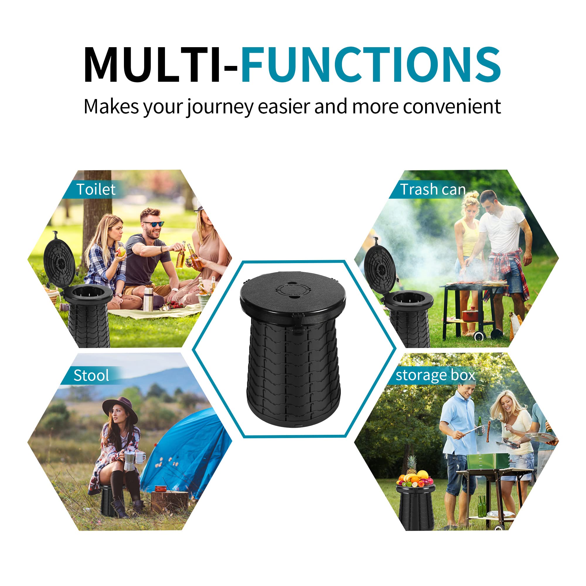 Portable Toilet Folding Camping Toilet, Portable Potty for Adults