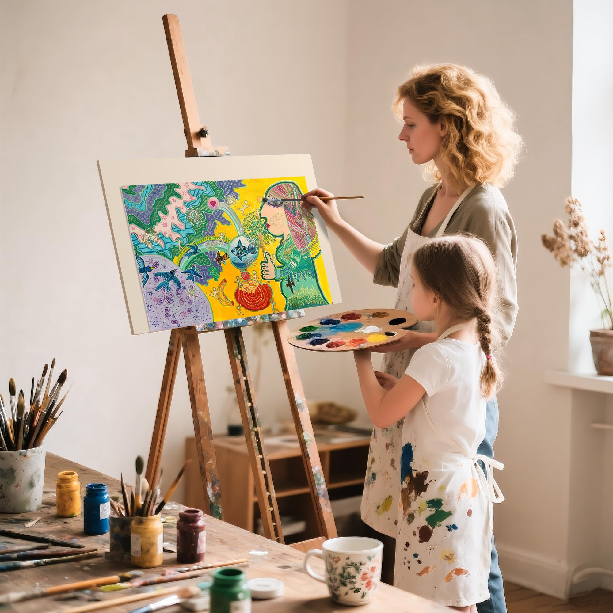 ESENG Carta su tela A2, 600 g/m2, 30 fogli, carta da colorare con struttura in tela, qualità artistica, adatta per pittura a olio, colori acrilici e pastelli ad olio