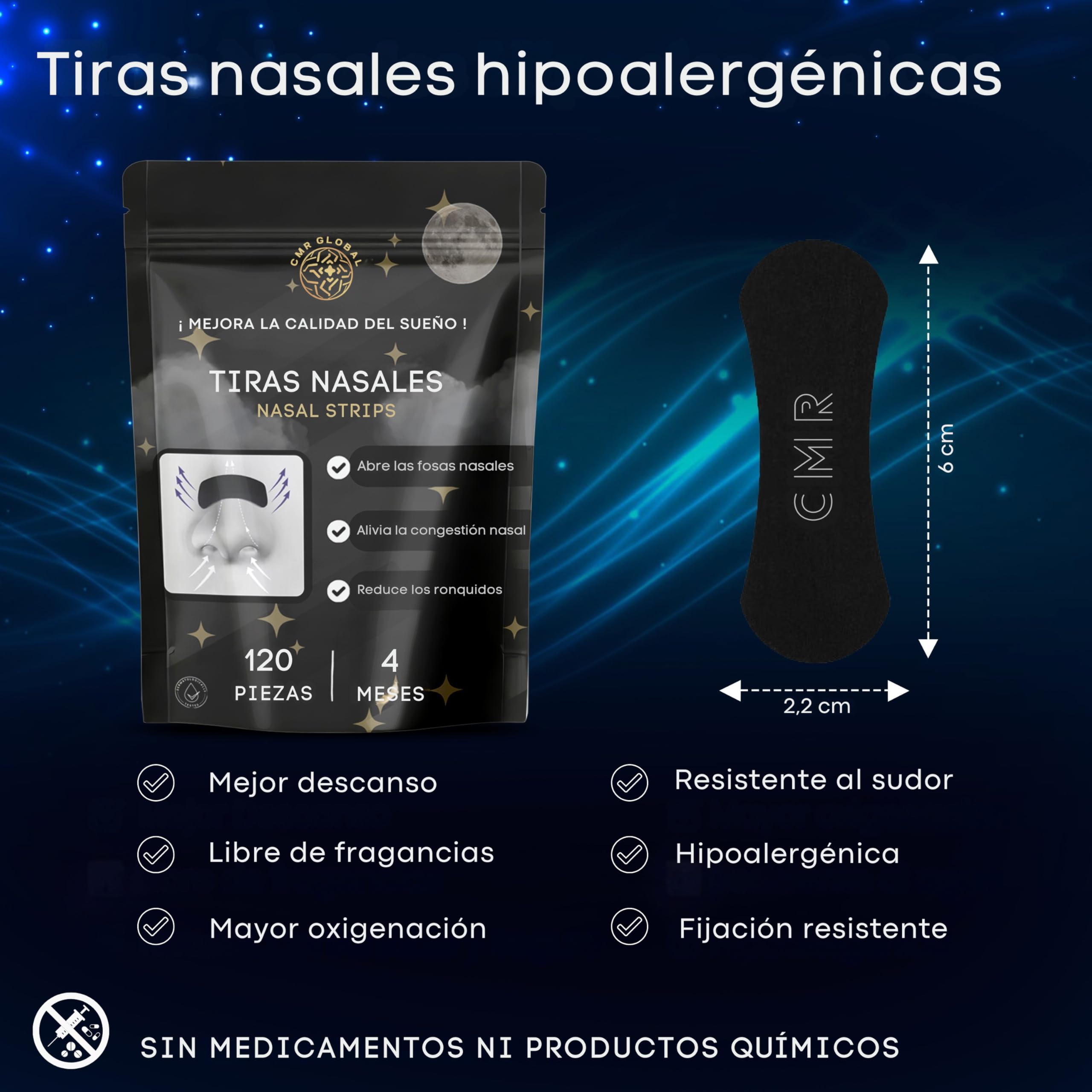 PACK PRO PREMIUM 120 Tiras Nasales Deportivas. Tiras Nasales Antironquidos para Dormir. Alivia la Congestión Nasal Para una Mejor Respiración. Nasal Strips Negras Para Reducir Ronquidos Tiritas Nariz