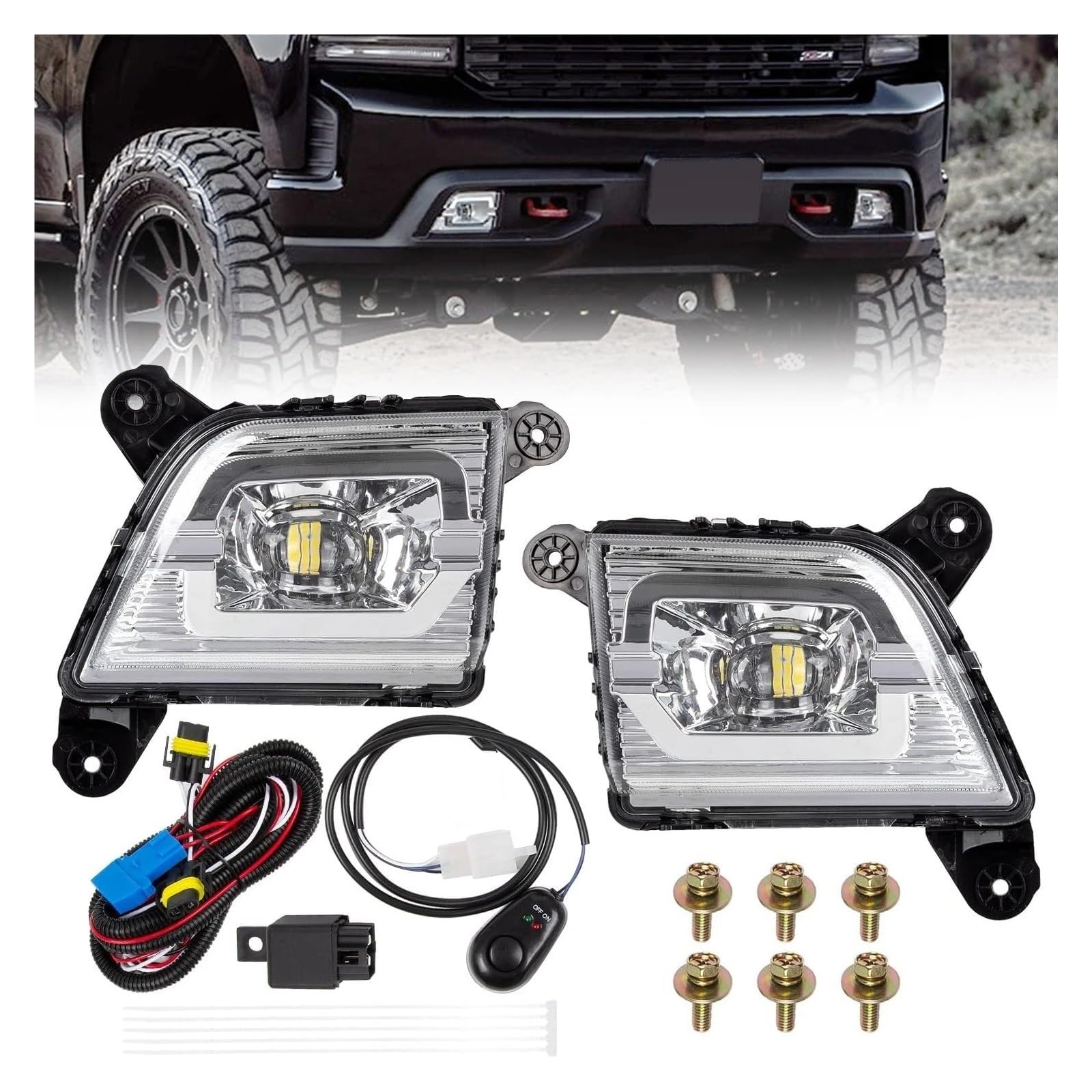 Luz Antiniebla Led Lámpara Circulación Diurna DRL Luces Diurnas Parachoques Delantero Impermeable Para Chevrolet Para Silverado Faros Trabajo