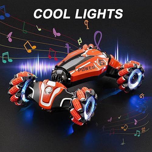 Miniatura 4 de Auto de acrobacias RC con detección de gestos, 4WD Drive Watch Vehículo controlado a distancia, vehículo bidireccional todoterreno con música y