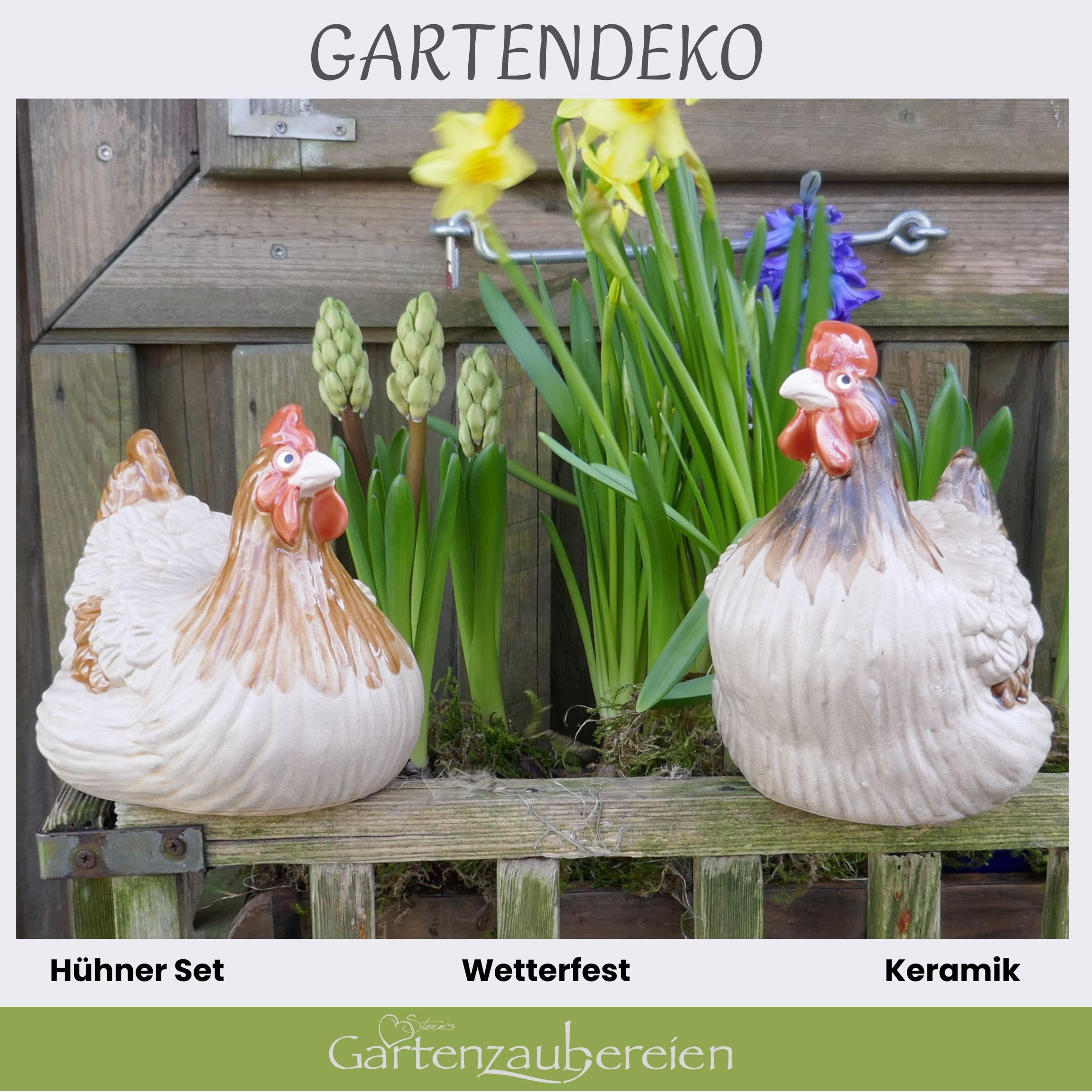 TOYANDONA Huhn & Hahn Gartenfiguren - 2 Stück Resin Tierfiguren Für Außendekoration