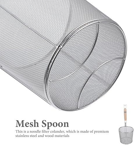 Miniatura 6 de Cesta de pasta de malla, de acero inoxidable, colador de pasta de araña, colador de fideos, cesta blanqueadora para pasta, fideos, bolas de masa
