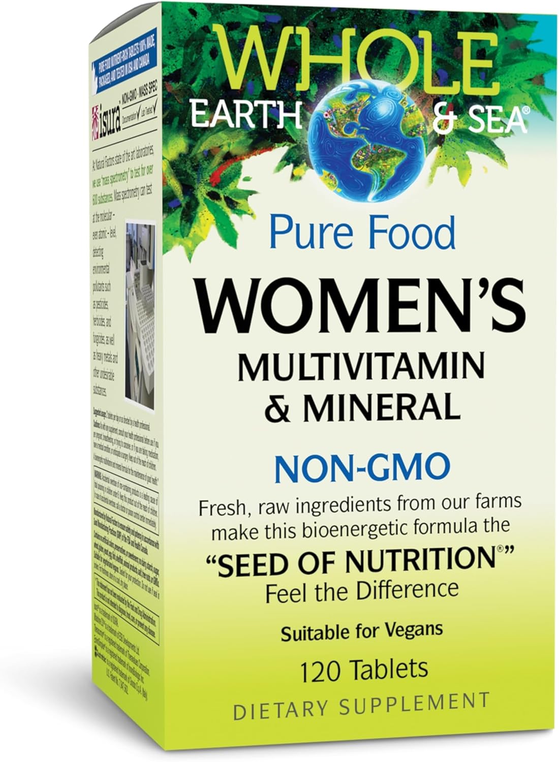 Natural Factors Whole Earth & Sea Women's Multivitamin & Mineral - Daily Whole Food Supplement with Iron, Vitamin C & More - Vegan, Non-GMO & Gluten-Free - 120 Tablets (60 Servings)