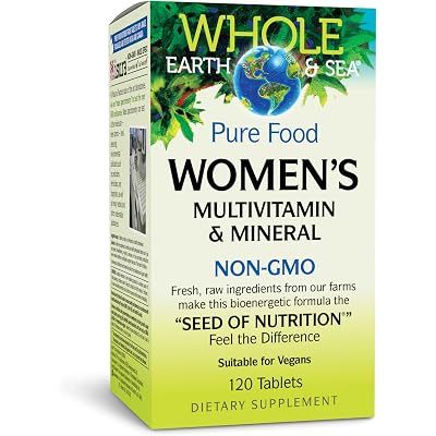 Natural Factors Whole Earth & Sea Women's Multivitamin & Mineral - Daily Whole Food Supplement with Iron, Vitamin C & More - Vegan, Non-GMO & Gluten-Free - 120 Tablets (60 Servings)