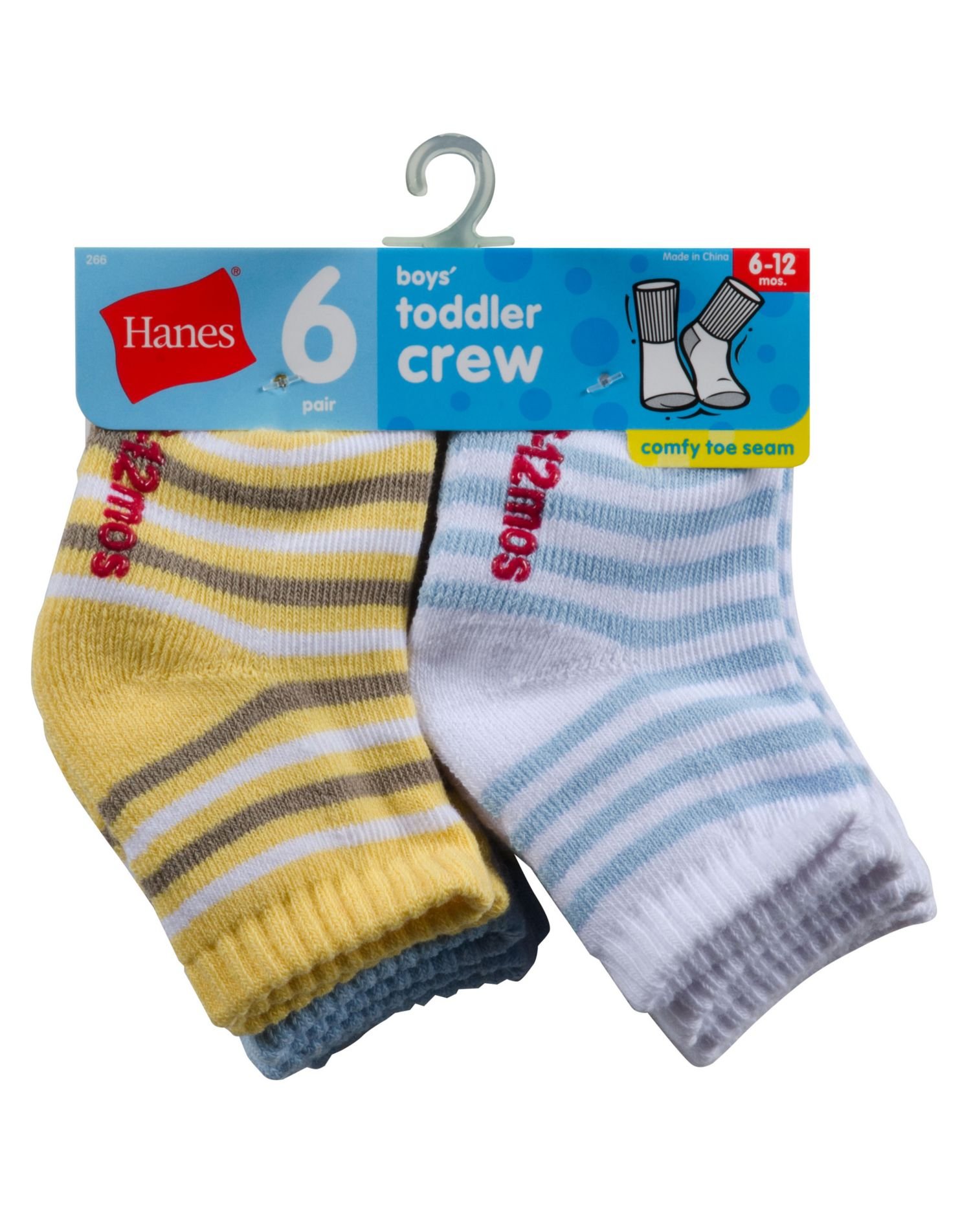 Hanes Boys' Infant/Toddler Crew EZ Sort Socks 6-Pk