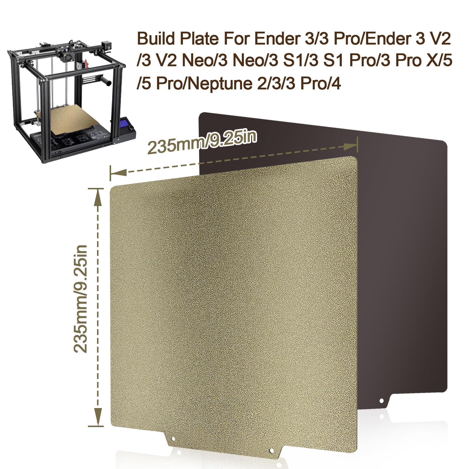IdeaFormer Flexibles, doppelseitiges PEI-Federstahlblech, abnehmbares Blech, strukturierte Oberfläche mit magnetischer Basis für 3D-Drucker-Heizbett (235 x 235)