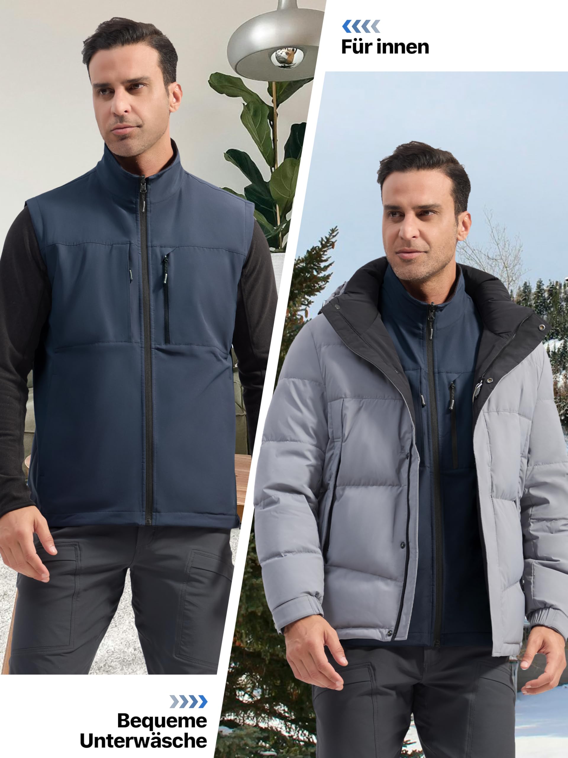 FREE SOLDIER Herren Winterweste Warme Freizeit-Fleeceweste Winddichte Reversible Ärmellose Softshell Weste für Arbeit und Wanderungen