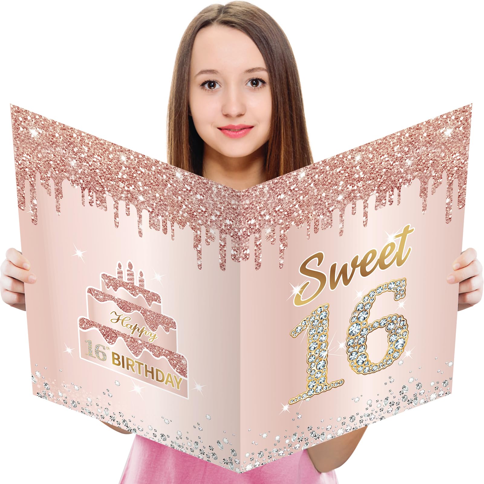 Large Sweet 16 Birthday Card with Envelope, Jumbo Happy