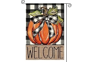 Colorful Fall Pumpkin Welcome Garden Flag: Autumn Outdoor Decor