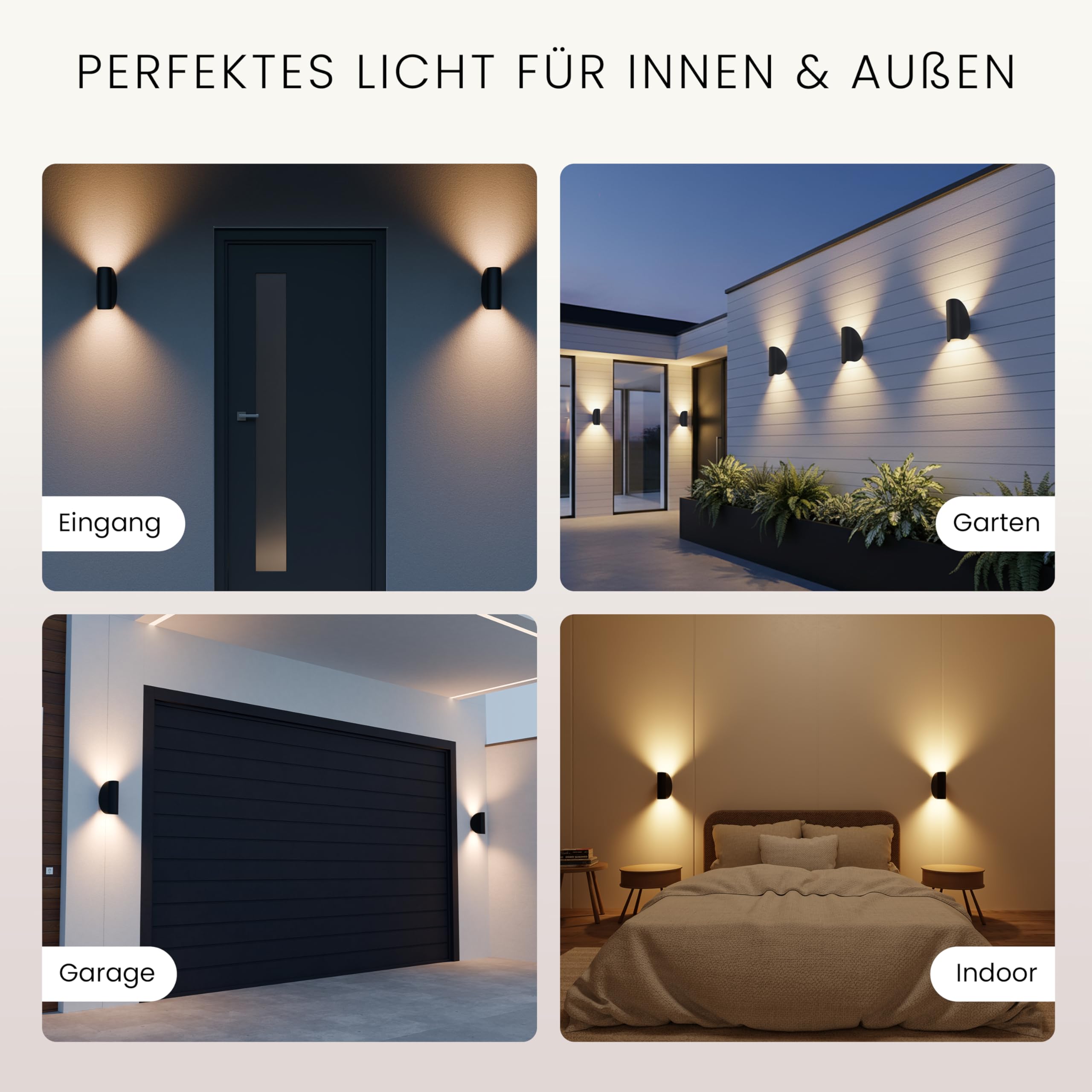 MATO LED Wandleuchte Innen & Aussen - 7W, 3000K Warmweiß, IP54 Wetterfest - Aussenlampe Wand Up Down Leuchte - Außenwandleuchten, Außenlampe, Wandlampe Außen, Außenbeleuchtung, Lampe, Schwarz