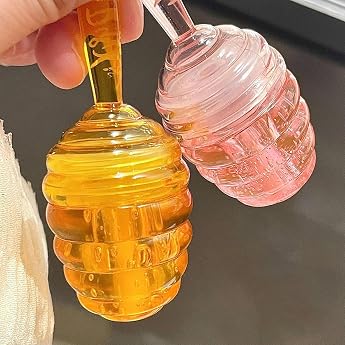 2 Piece Honey Lip Oil Set Moisturizing Lip Gloss Colorless Transparent Lip Oil Glossy Non-Stick Cute Lip Balm Lip Care Liquid Lipstick for Long-Lasting Nourishing Lips
