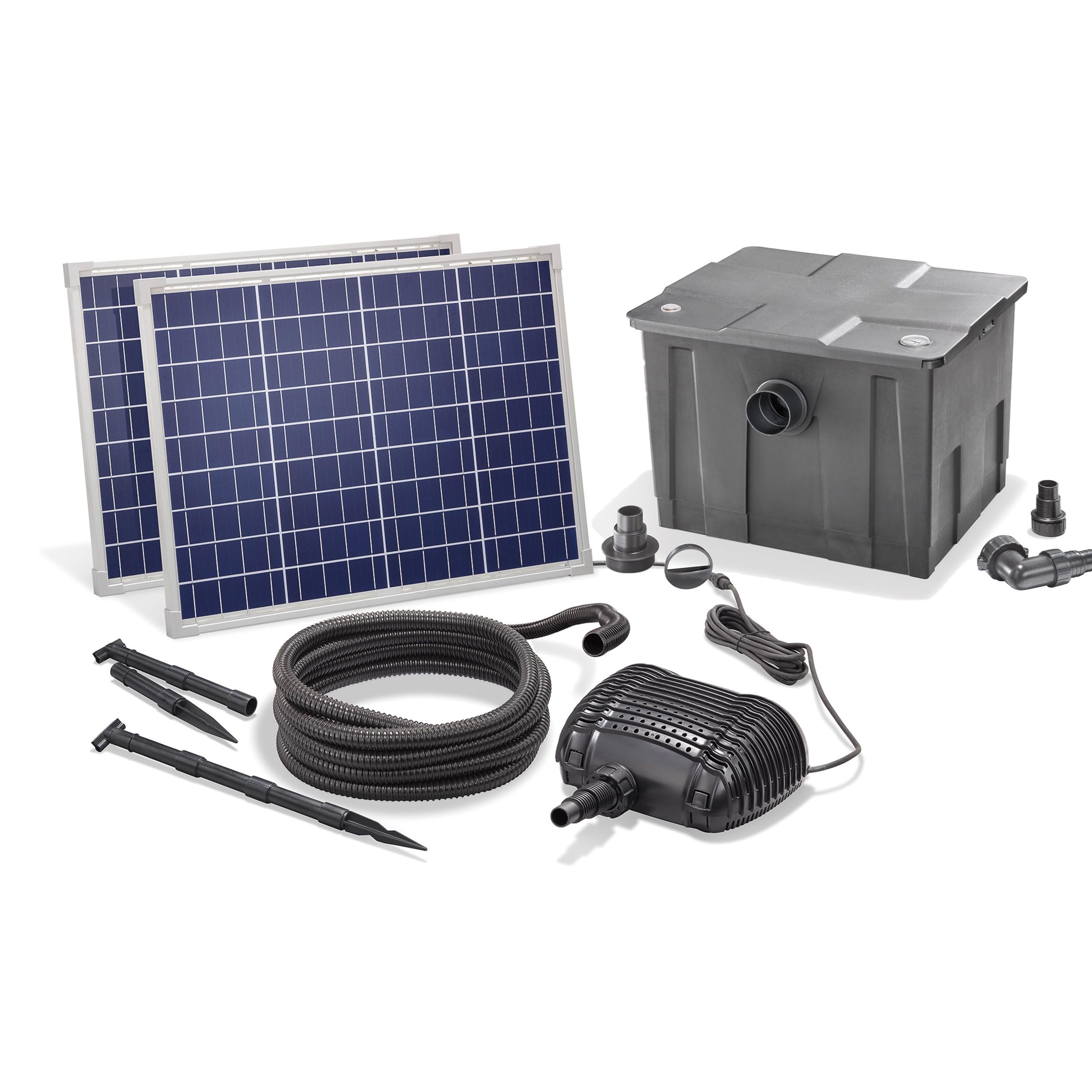 esotec Solar Teichfilterset Premium 100/3400, Teichfilter Komplettset mit Pumpe 3400l/h, Gartenteich Außenfilter, mehrere Programm-Modi, Teichpumpe Förderhöhe 3m, IP68 101081
