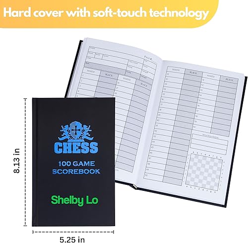 Miniatura 3 de WE Games Libro de notas de ajedrez de tapa dura personalizado, negro, 100 páginas, ideal para clubes y torneos