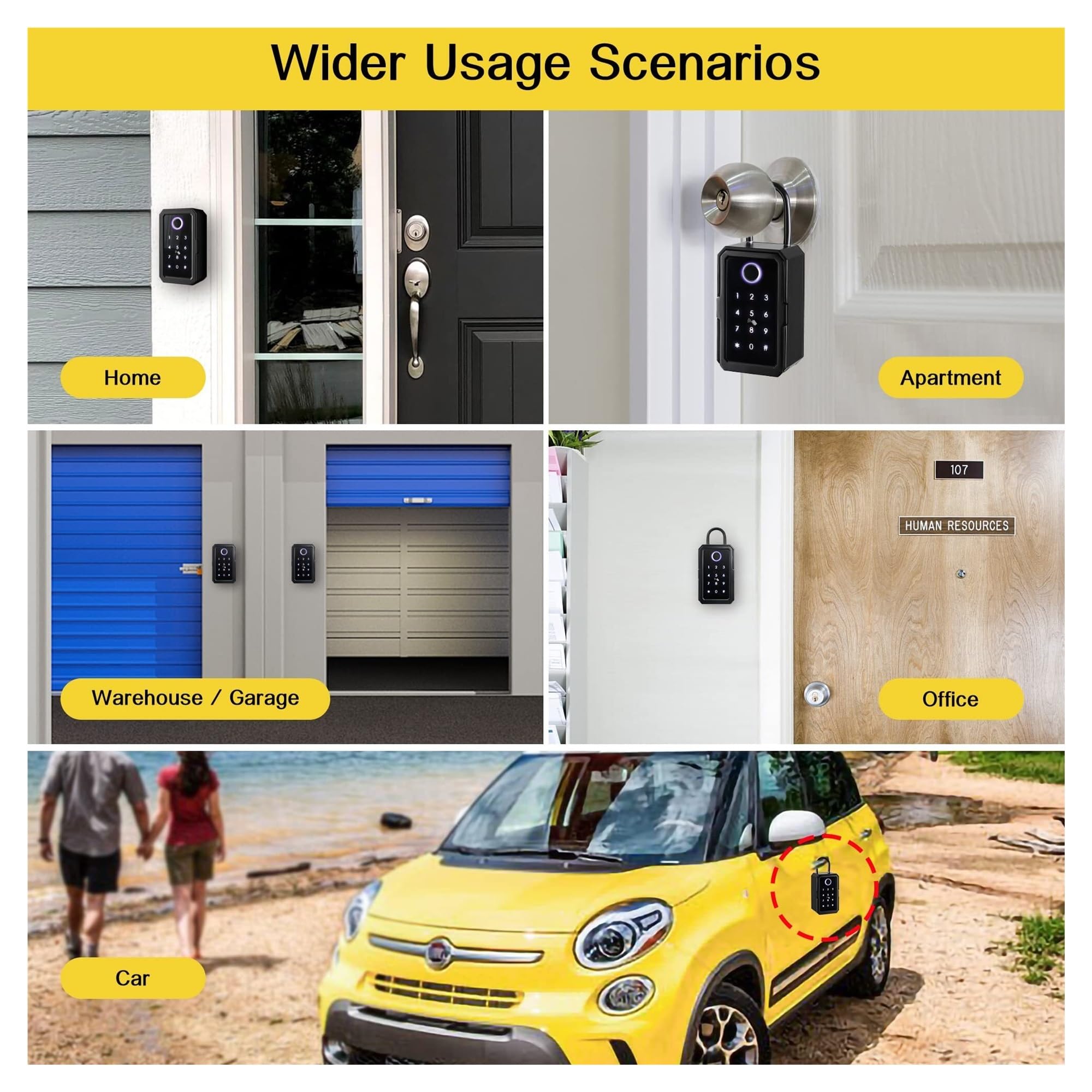 Piccola cassaforte per Chiavi La Tua App TTockFingerprint Digital Key Box con Accesso remoto, Montaggio a Parete, Combinazione di Sicurezza per casa, Ufficio, Hotel, Viaggi (la Tua