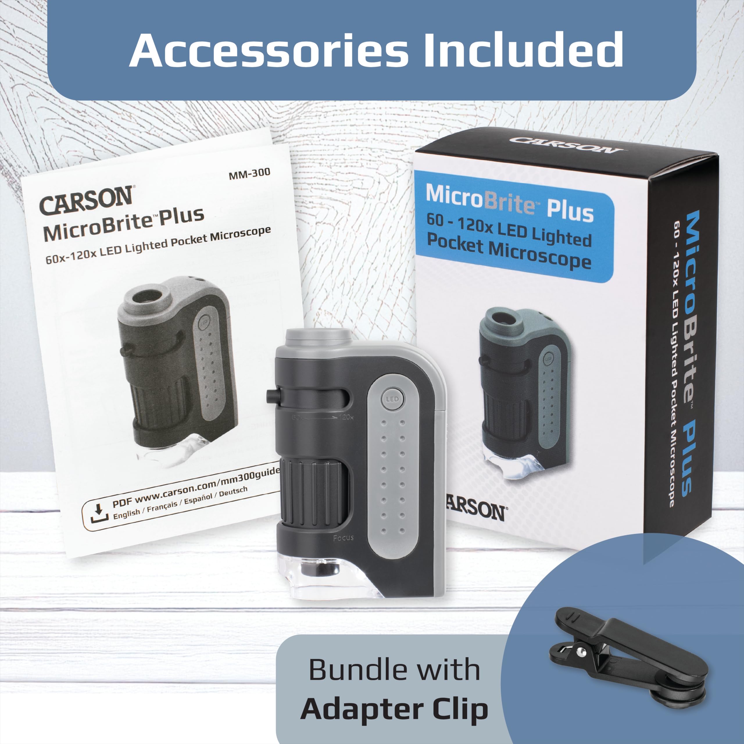 Carson Microbrite Plus 60x 120x Power Led Lighted Pocket Microscope ...