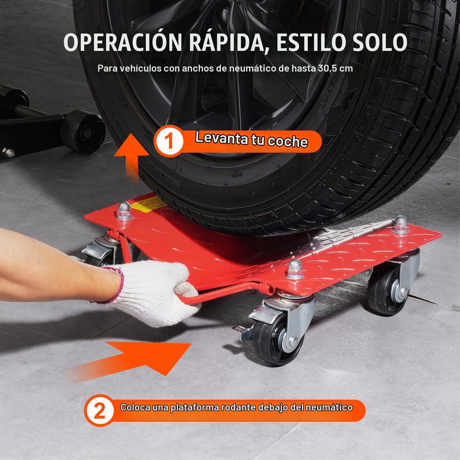 VEVOR Plataforma Rodante para Ruedas 4 Piezas Carretilla con Ruedas Capacidad Total de 3,6 T Carro Resistente de Acero para Mover Automóviles, Camiones, Remolques, Motocicletas, Barcos, Rojo