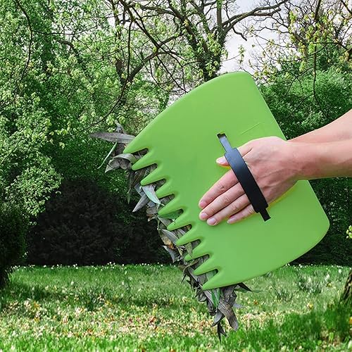 Miniatura 5 de kingsea Rastrillos de mano para hojas de jardín, garras de césped con asas ajustables, agarradores de hojas de plástico para recoger hojas, recortes