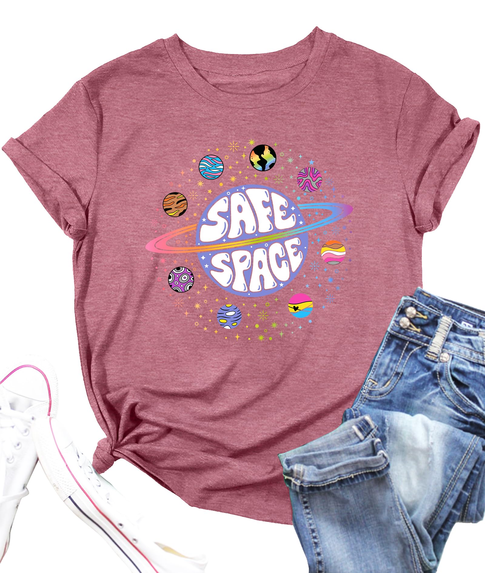 Pride Shirts for Women Rainbow Graphic T-Shirt LGBTQ Equality Tee Proud Ally Outfits Pride Month Tops