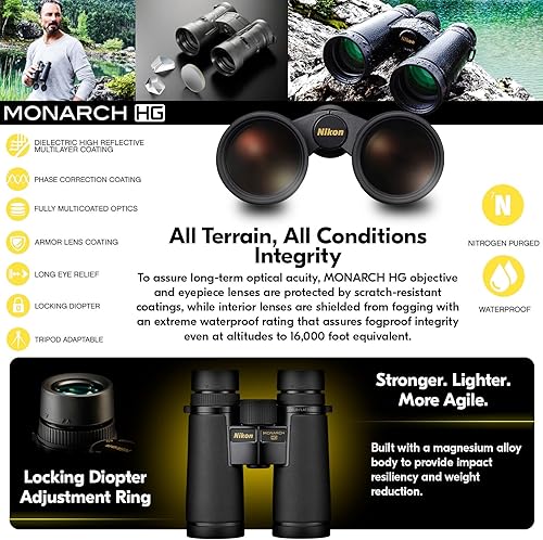 Vista 7 de Nikon Monarch HG 10X42 Binocular, negro (16028)