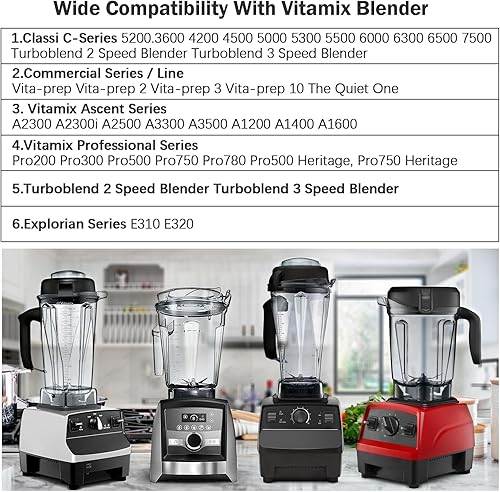 Miniatura 2 de Para jarra de licuadora vitamix, 64 onzas para jarra de repuesto vitamix, reemplazo 5200 5000 5500 6300 7500 A2300 Pro200 500 750 Vita-Prep ECT