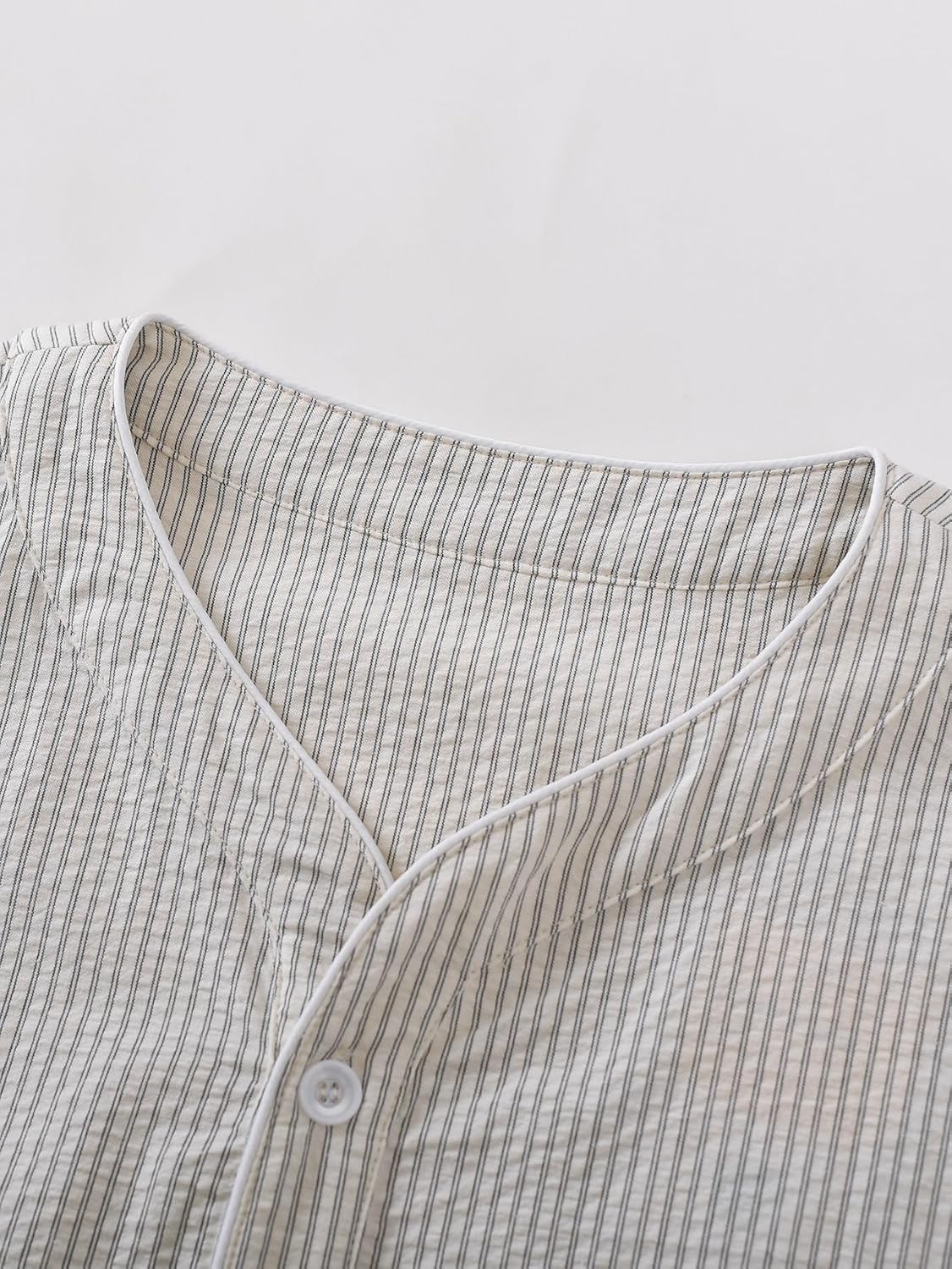 Latuza Men's Cotton Button Down Nightshirt Seersucker Short Sleeve Sleep Shirt