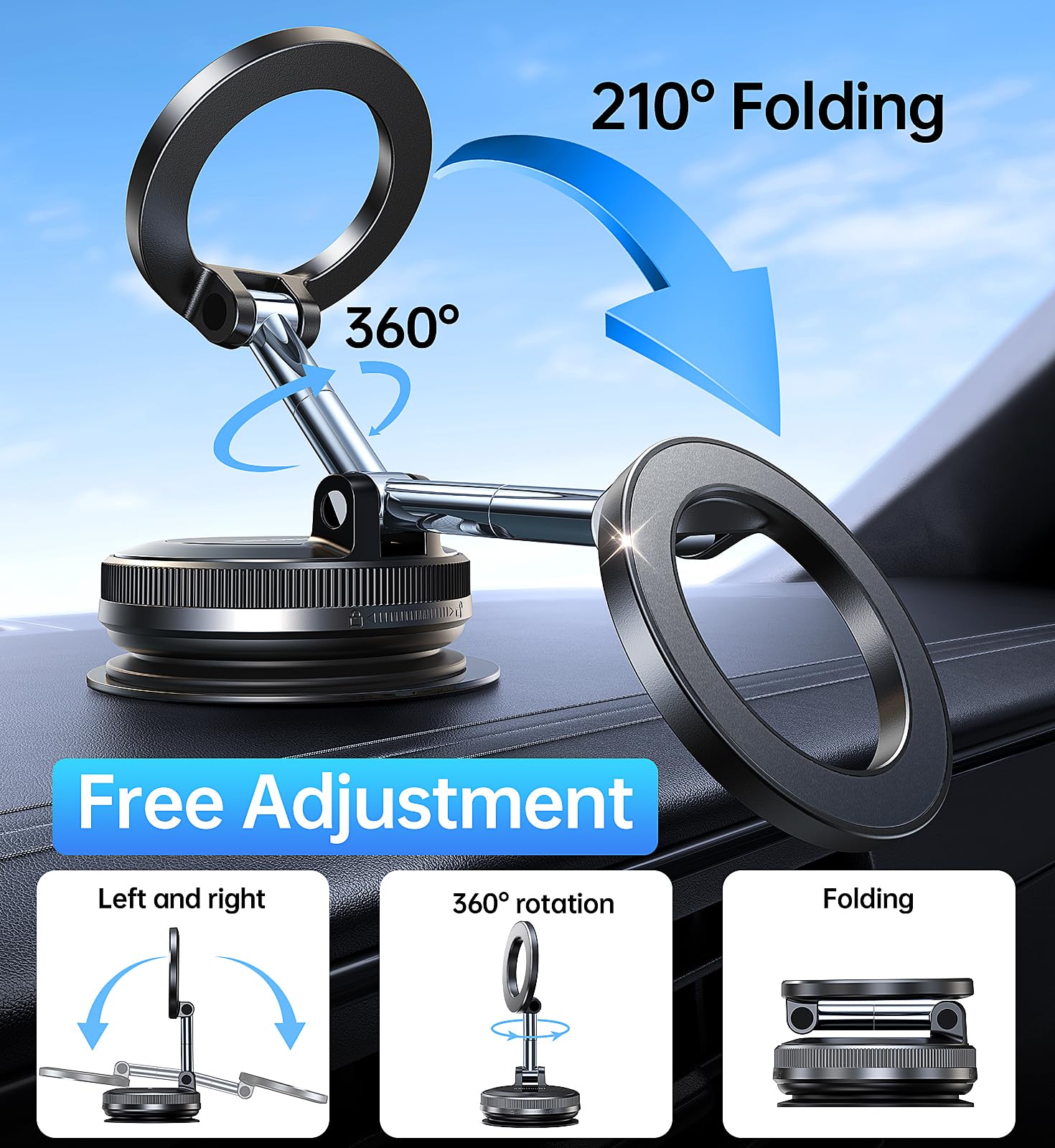 Coolpow Newest Vacuum Magnetic Phone Holder for Car Phone Holder Mount Movable Vacuum Suction carmount 2 0 Magsafe — view 5