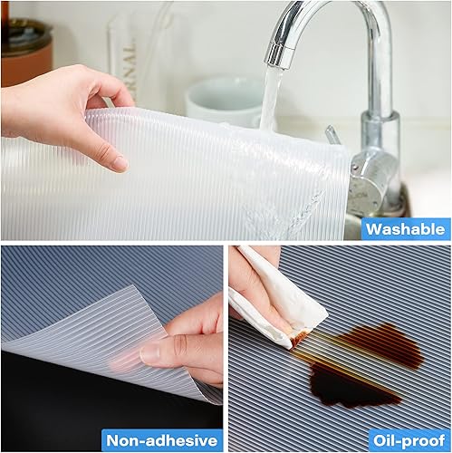 Miniatura 3 de Revestimiento antideslizante para gabinetes, impermeable, material EVA de grado alimenticio, forros de cocina para armarios y cajones,