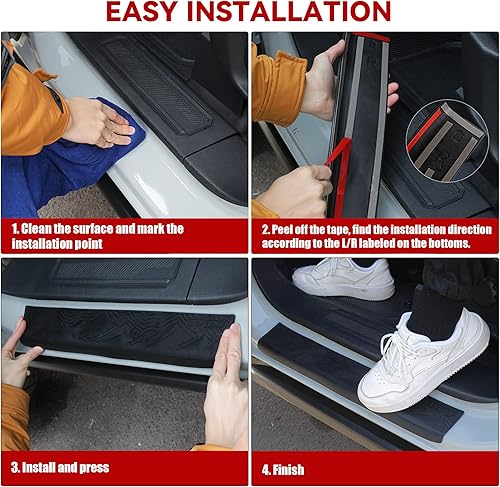 Miniatura 6 de REFORM DESIGN Protectores de umbral de puerta compatibles con Ford Bronco 2 puertas 2024 2023 2022 2021, 2 piezas de TPE sólido para borde de