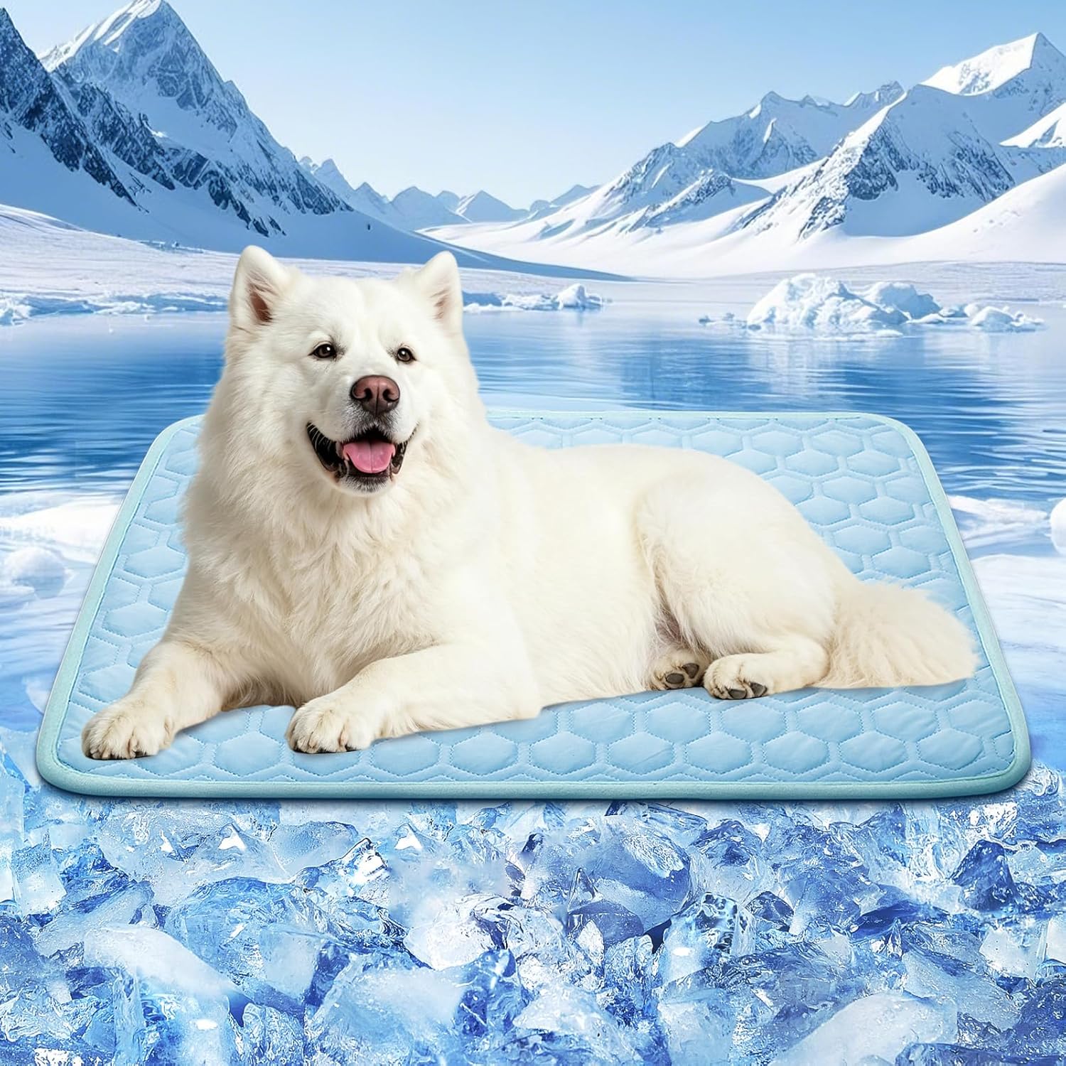 SISROL Cooling Mat for Dogs & Cats, Q-Max>0.5 Arc-Chill Fabric Washable Non-Slip Pet Cooling Pad, Thickened Portable Cooling Bed for Indoor & Outdoor, Small Medium Large Pets