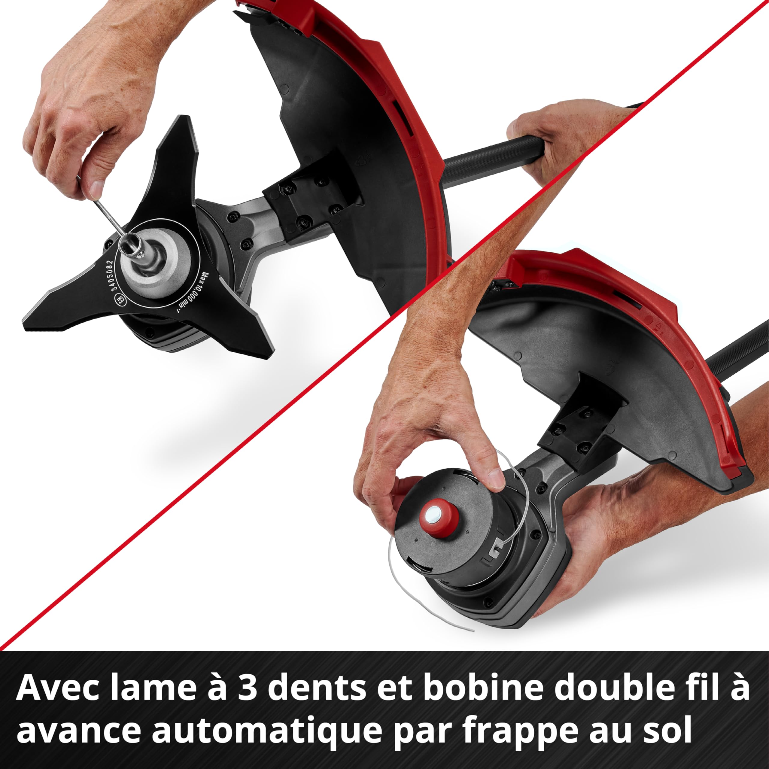Einhell Professional Débroussailleuse sans fil GP-BC 36/430 Li BL-Solo Power X-Change (36V, moteur sans charbon, largeur coupe 43cm, bobine double fil, lame 3 dents) + Twincharger et 2 Batteries 4,0Ah