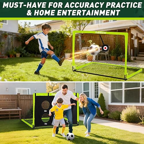 Miniatura 4 de Portería de fútbol, juego de porterías de fútbol para niños de 4 x 3 pies para patio trasero, equipo de entrenamiento de red de fútbol portátil con