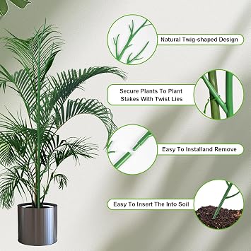 7 Pack Plant Support Stakes for Indoor Plants, Stackable Monstera Plant Support, Climbing Plant Support Plant Stakes with Twist Ties for Climbing Potted Plants Indoor Outdoor